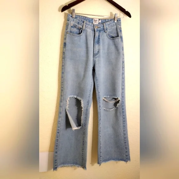 Princess Polly Olbia Wide Leg Distressed Denim Jeans - Picture 4 of 8